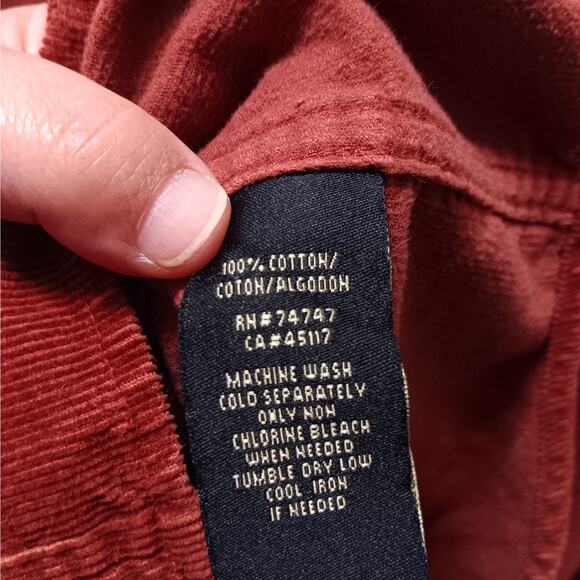 Redhead Men's XL Shirt Top Button-up Long-sleeved‎ Corduroy Red/Orange - Picture 7 of 7